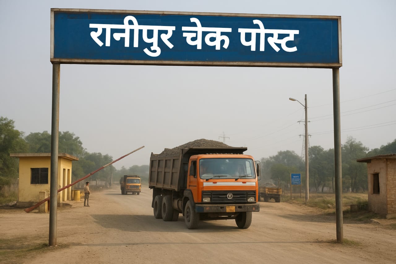 हिरणपुर रानीपुर चेक पोस्ट पर अवैध गिट्टी परिवहन से सरकार को लाखों का नुकसान